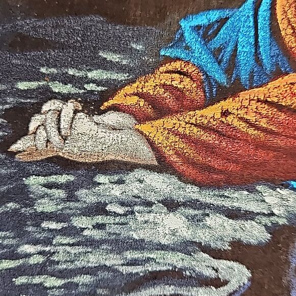 Gorgeous Vintage Hand Painted Velvet Jesus  17.25" x 12.25" - Picture 9 of 12